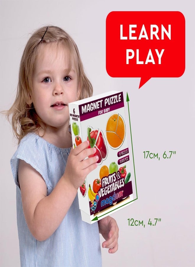 magdum Fruits & Vegetables Magnetic Puzzles for Kids - Fridge Magnets for Toddlers - Toddler Puzzle - Travel Toys for Children - Magnetic Travel Games Baby Toys - Magnets for Preschooler - Image 2